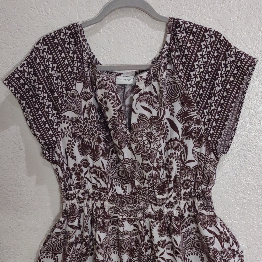 Rachel Zoe Floral Patterned Dress in Brown and White, Size L. - Picture 3 of 17